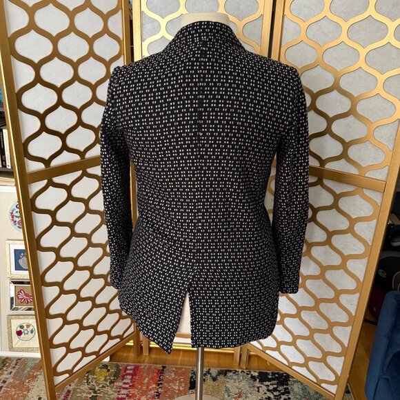Anthropologie Size L Black & White Filipa Single-Breasted Textured Blazer Jacket - Picture 5 of 16